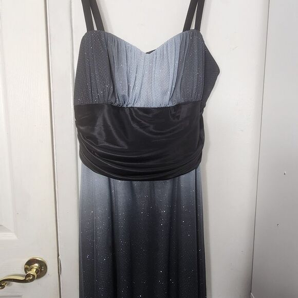 R&M RICHARDS Black & Silver Ombre Glitter Cocktail Party Dress Women’s Size 16W - Picture 3 of 4